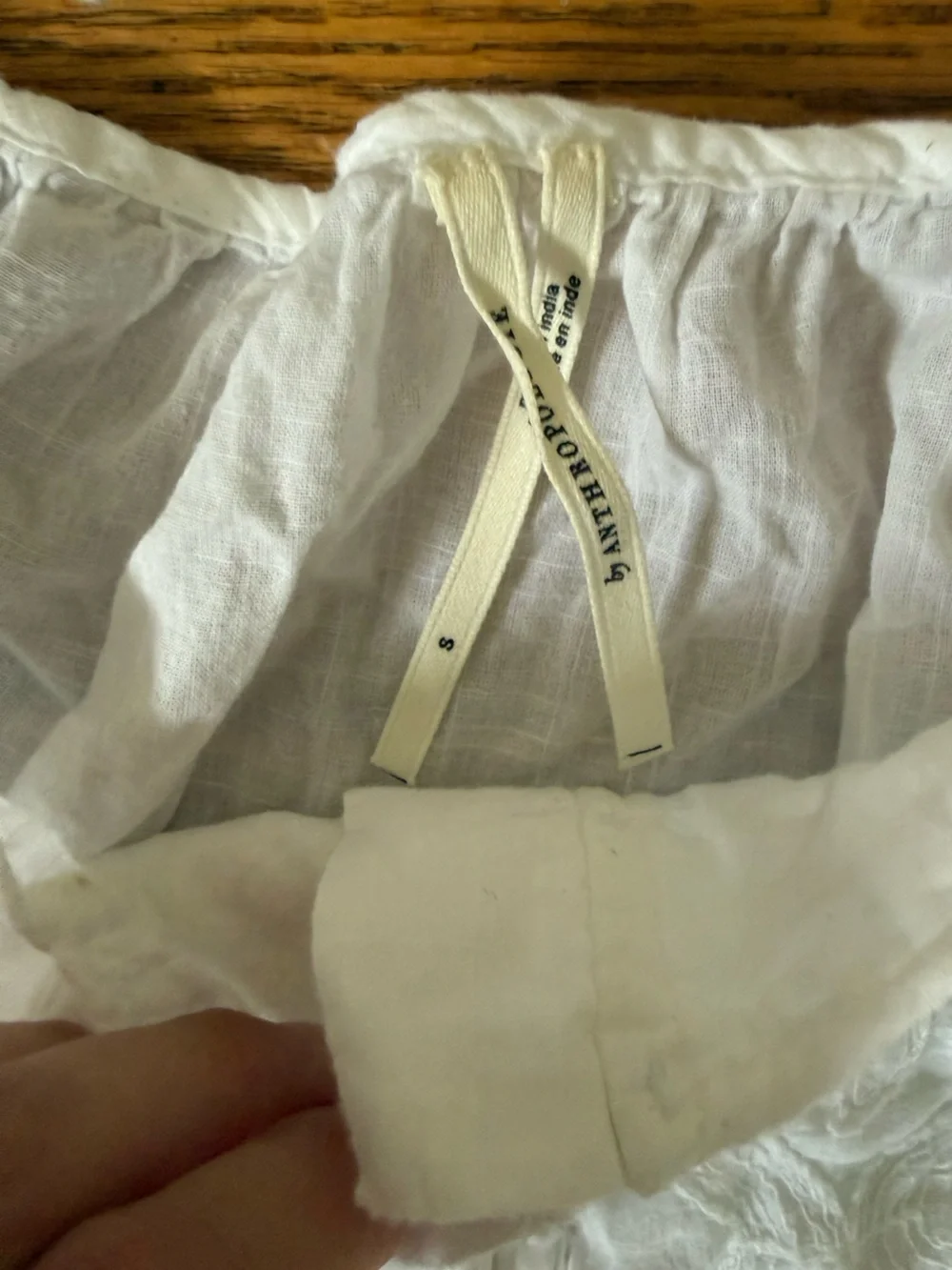 Anthropologie White Puff-Sleeve Peasant Top - Size Small